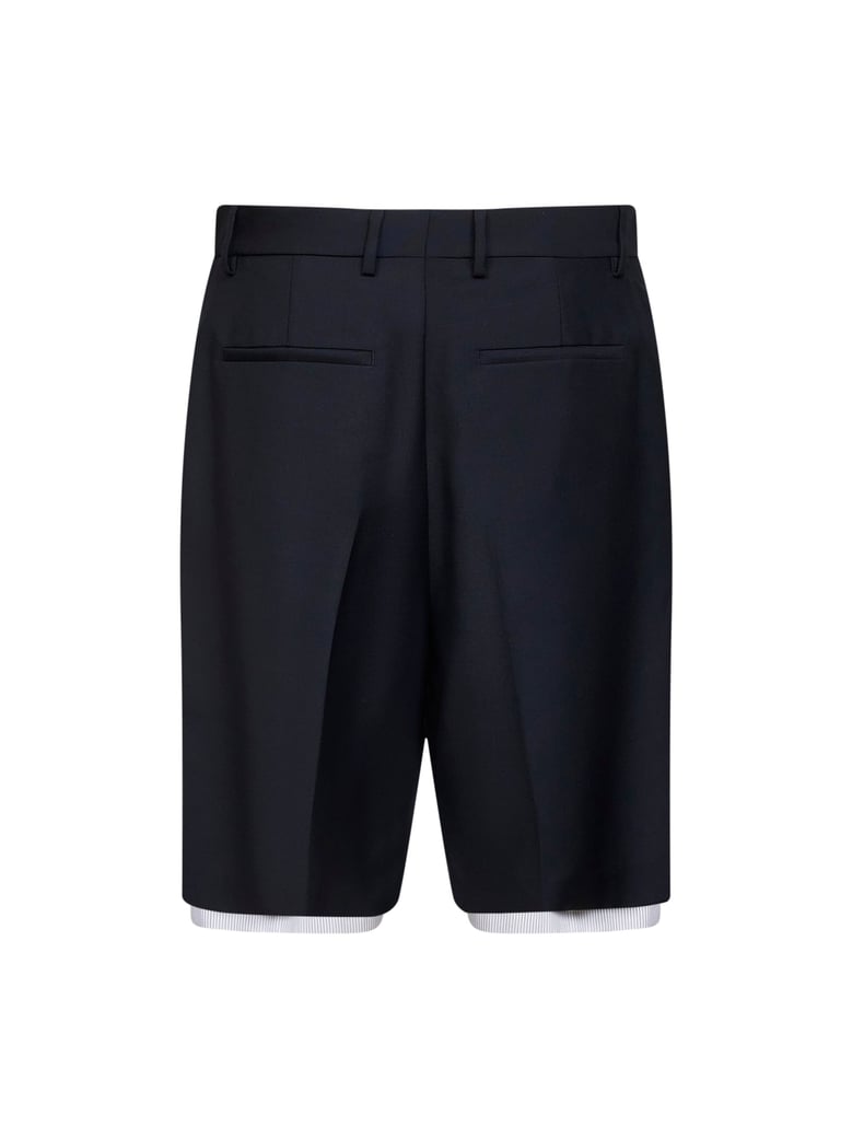 blue wool canvas double-layer shorts by Selfnex