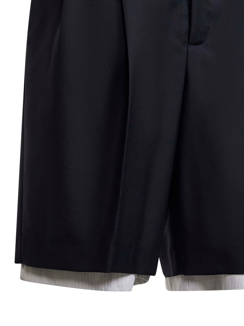 blue wool canvas double-layer shorts by Selfnex