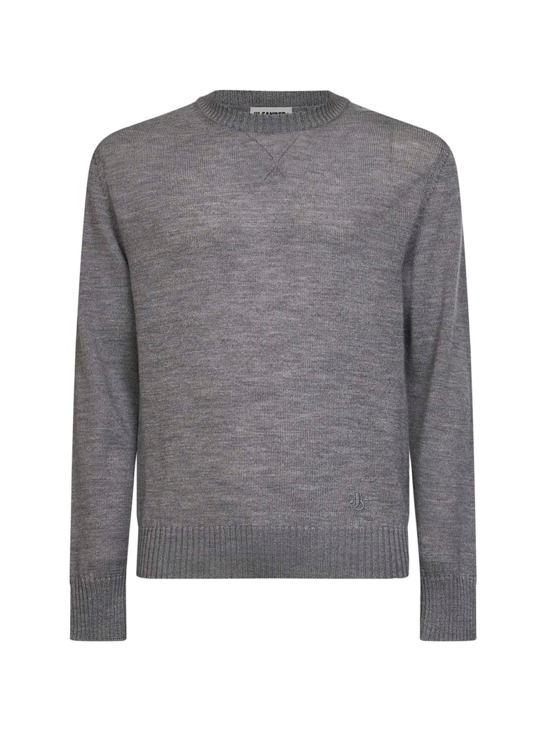 grey wool knit monogram crewneck sweater by Selfnex