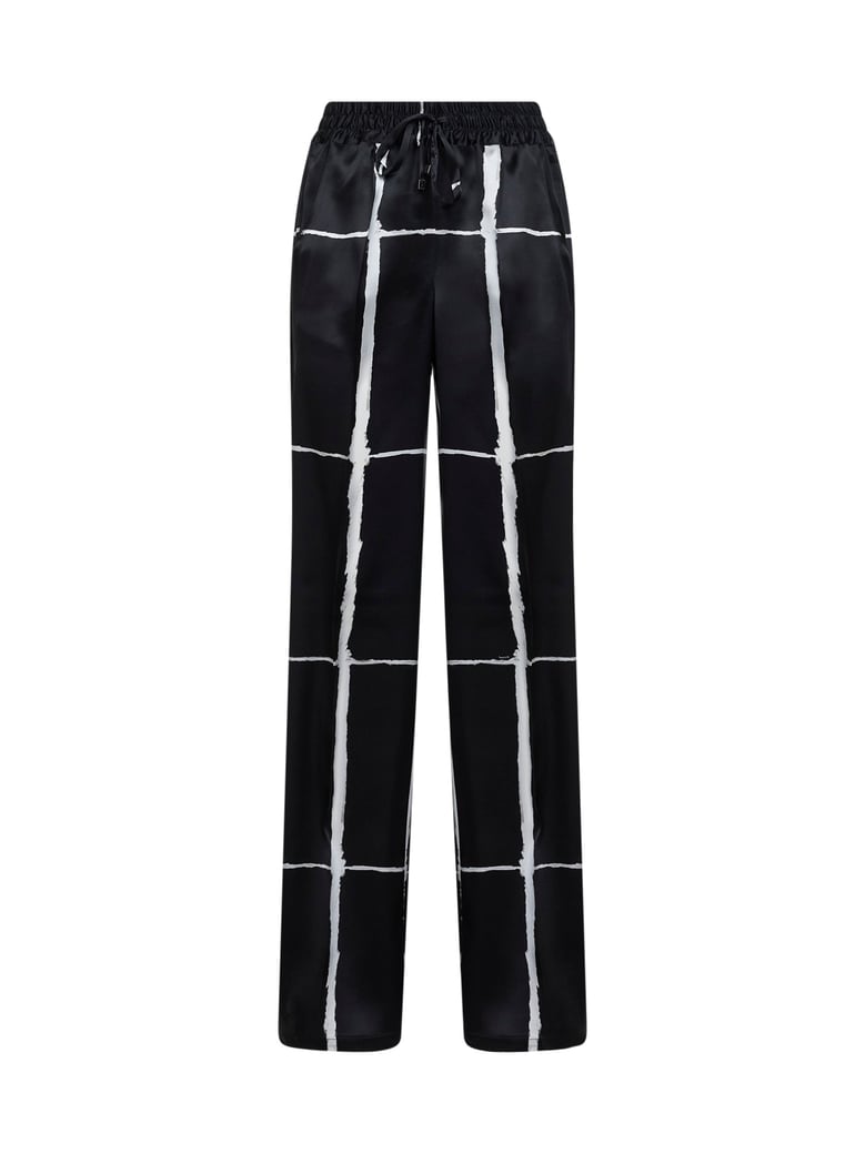 silk drawstring trousers black/white print by Selfnex