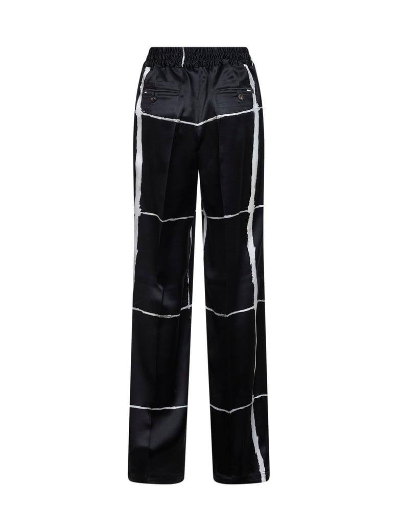 silk drawstring trousers black/white print by Selfnex