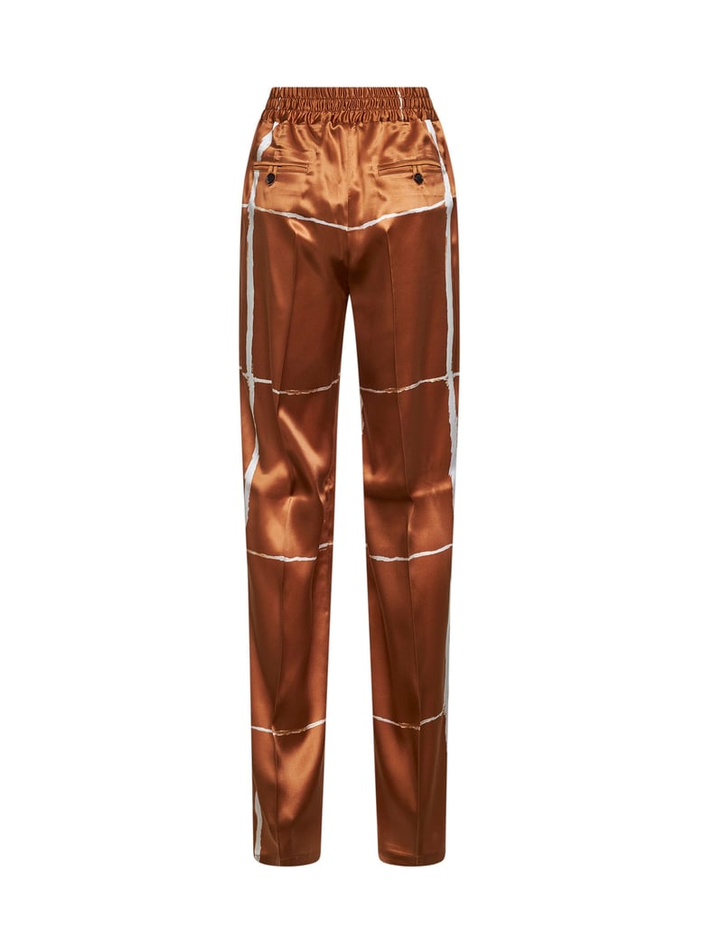 trousers tan/white silk print by Selfnex