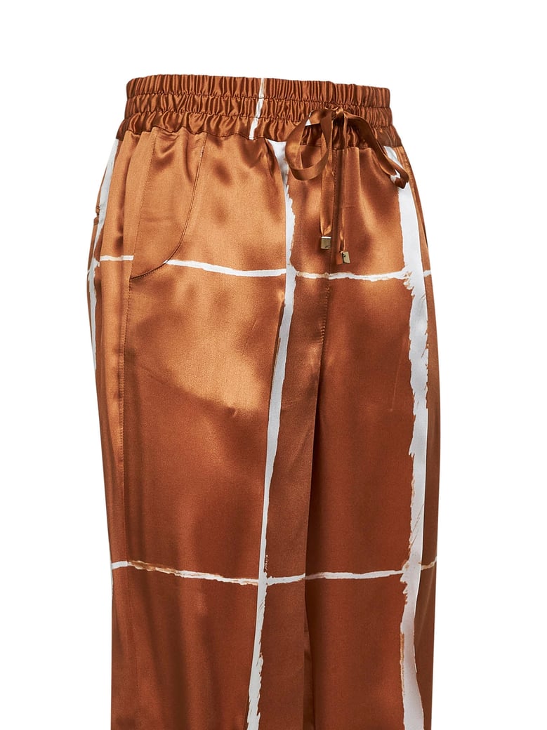 trousers tan/white silk print by Selfnex