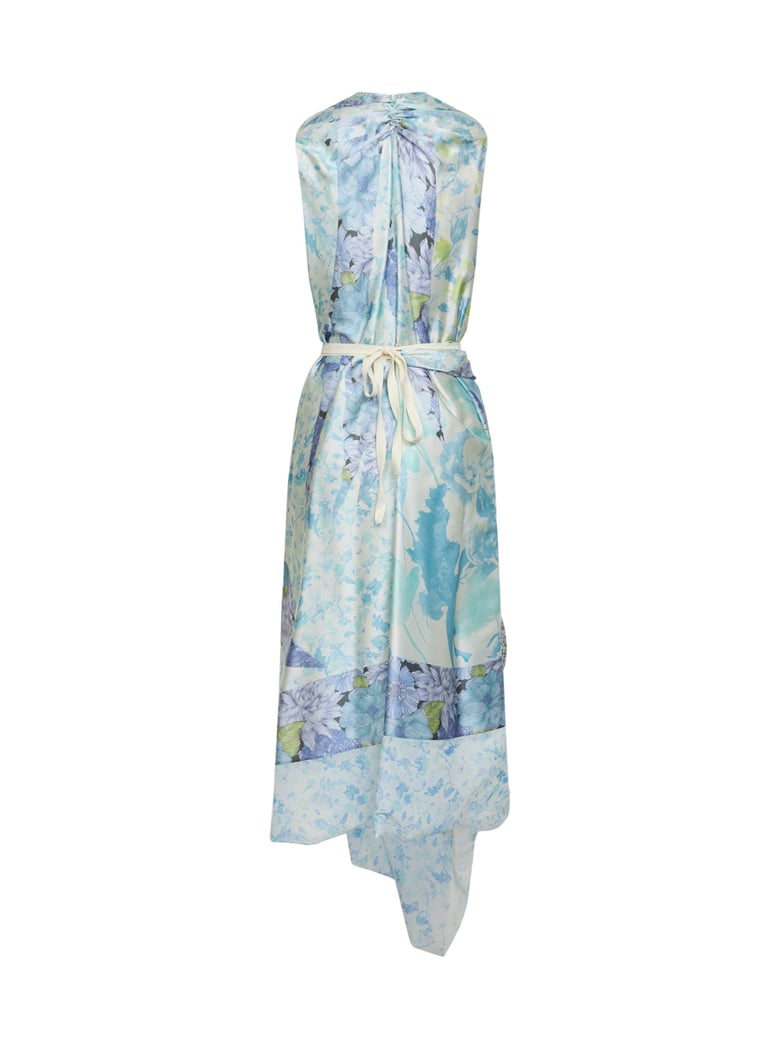 silk wrap midi dress light blue by Selfnex