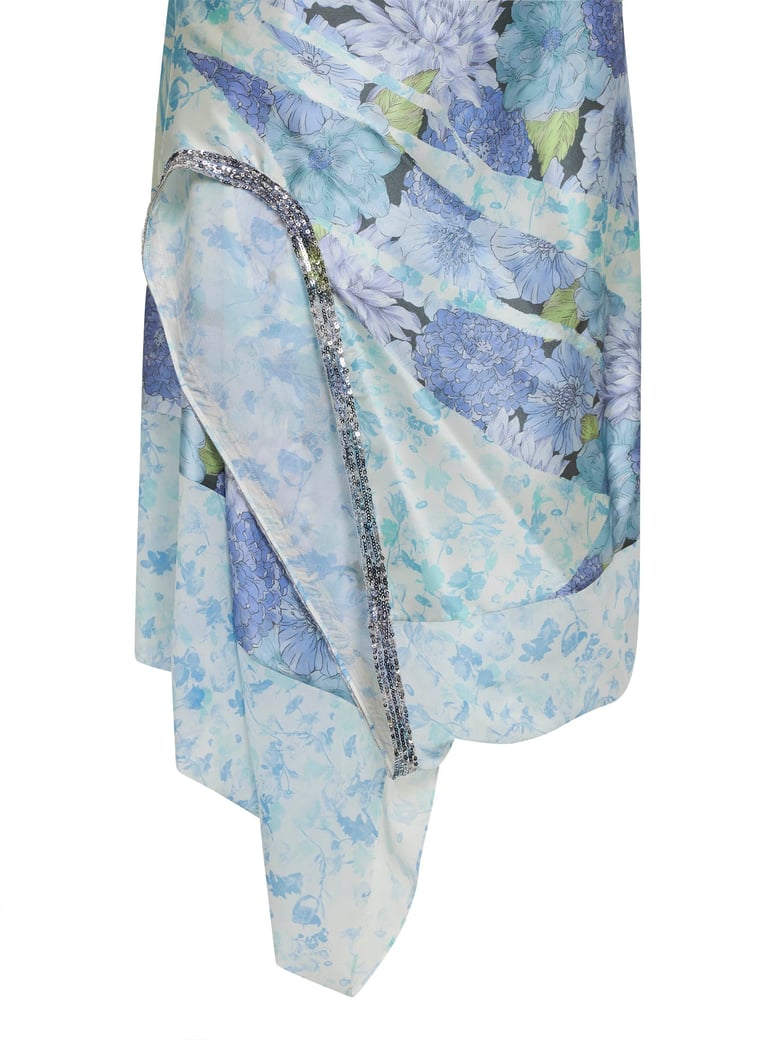 silk wrap midi dress light blue by Selfnex