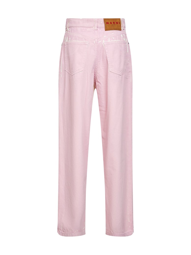 pink denim straight-leg jeans by Selfnex