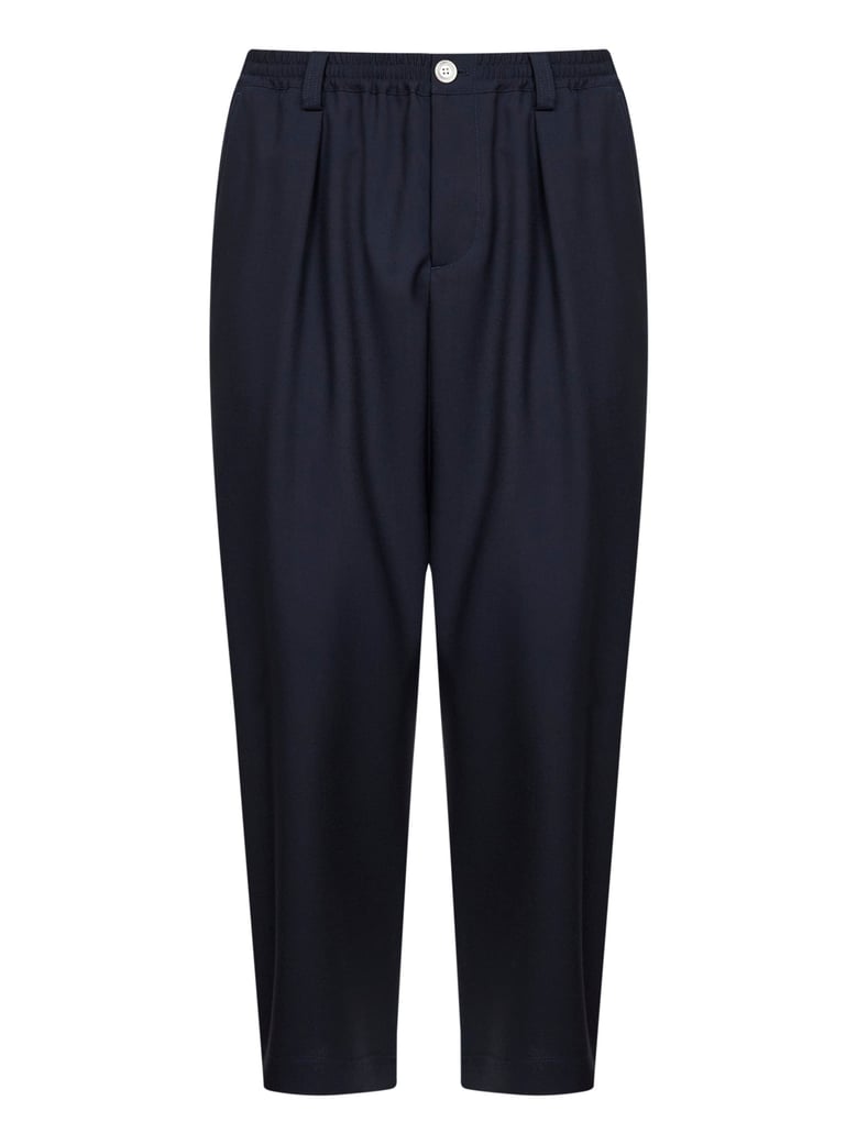blue tropical wool cropped trousers by Selfnex