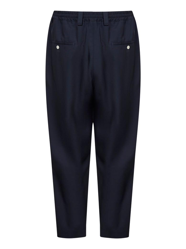 blue tropical wool cropped trousers by Selfnex