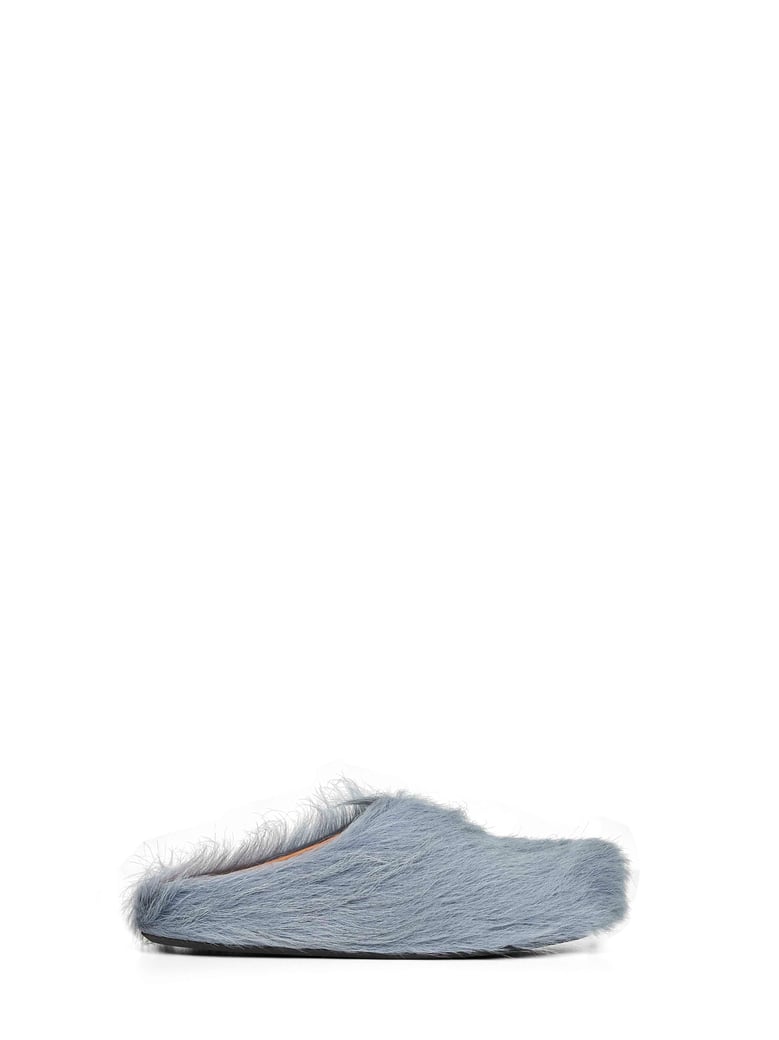 aquamarine long hair calfskin sabot by Selfnex
