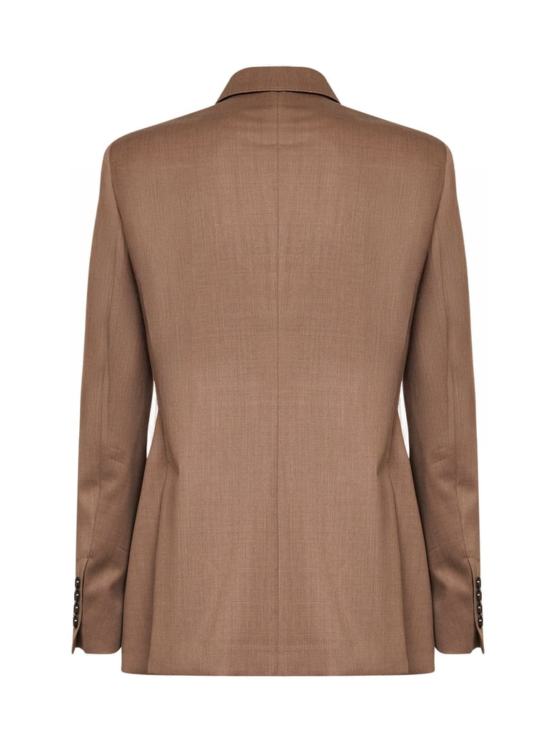 hazelnut twill double-breasted blazer by Selfnex