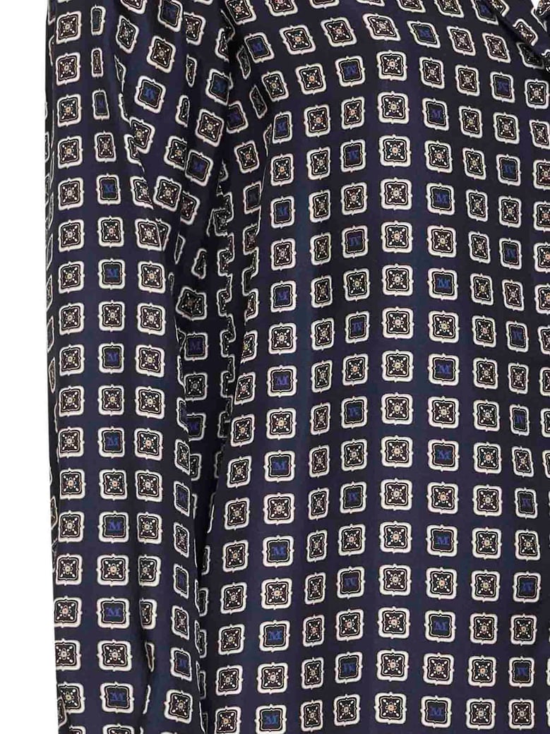 navy blue printed silk shirt by Selfnex