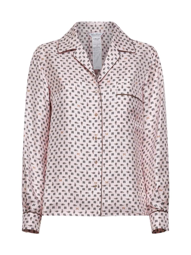 pink printed silk shirt by Selfnex
