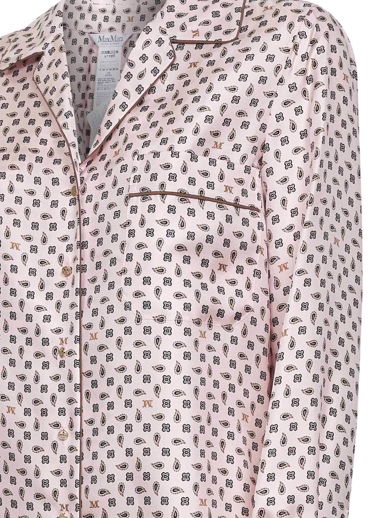 pink printed silk shirt by Selfnex