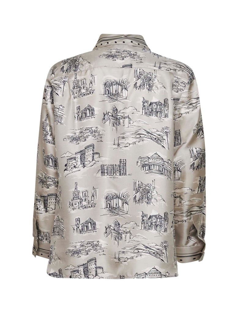sand printed silk twill shirt by Selfnex
