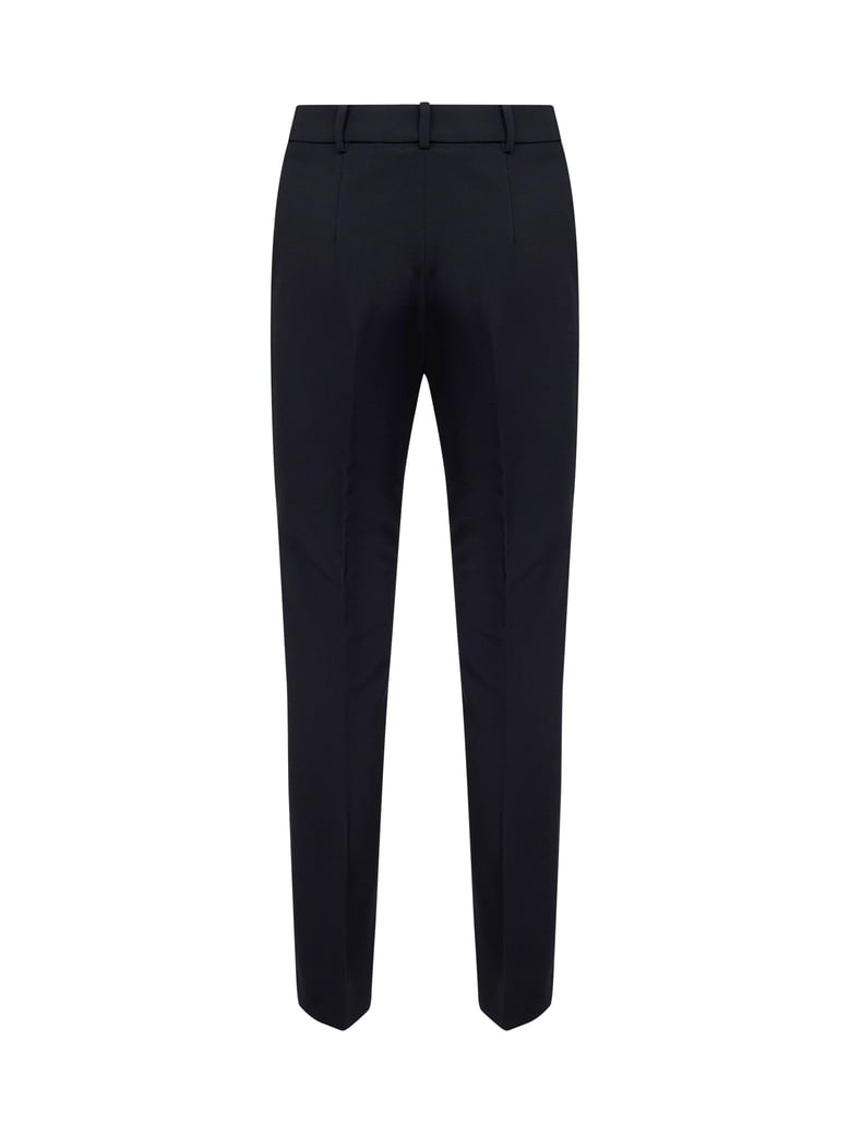 navy blue stretch wool slim trousers by Selfnex