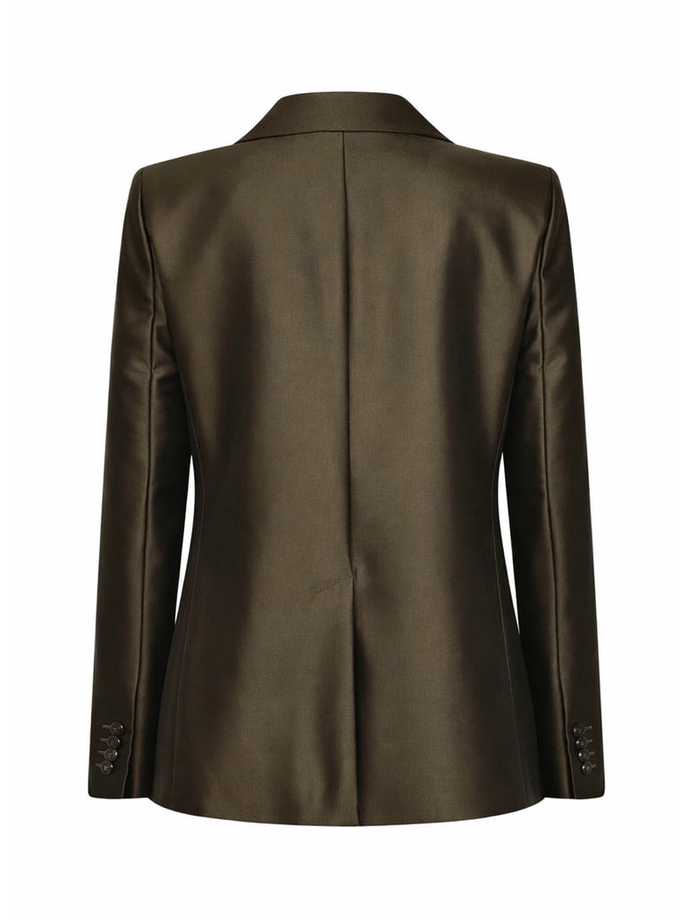 blazer silk-blend shantung khaki green by Selfnex