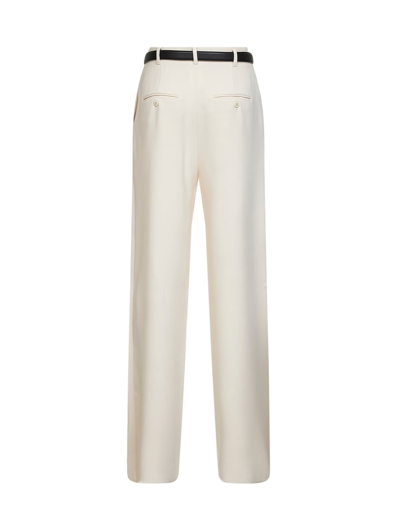 beige wide-leg cady trousers by Selfnex