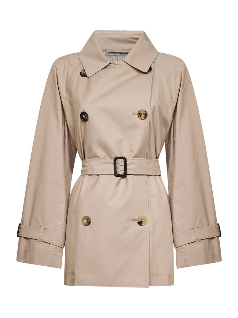 sand double-breasted trench coat by Selfnex