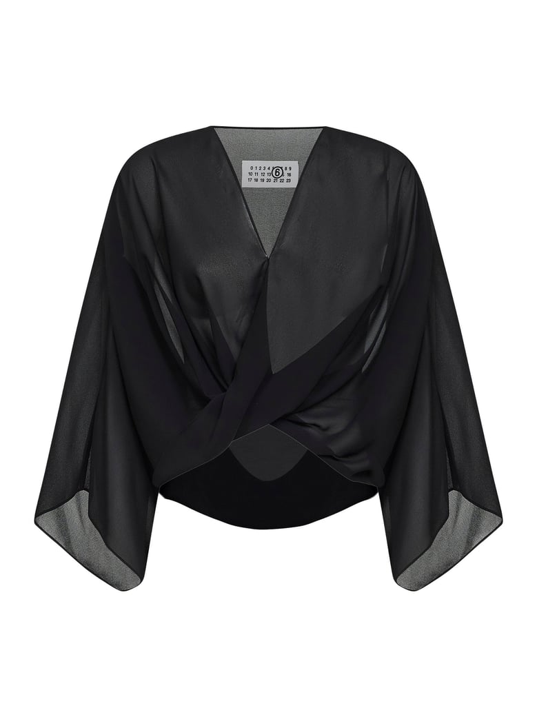 black draped cropped top by Selfnex