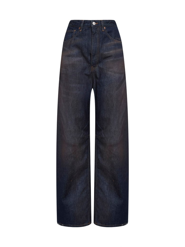 jeans wide-leg washed denim blue by Selfnex