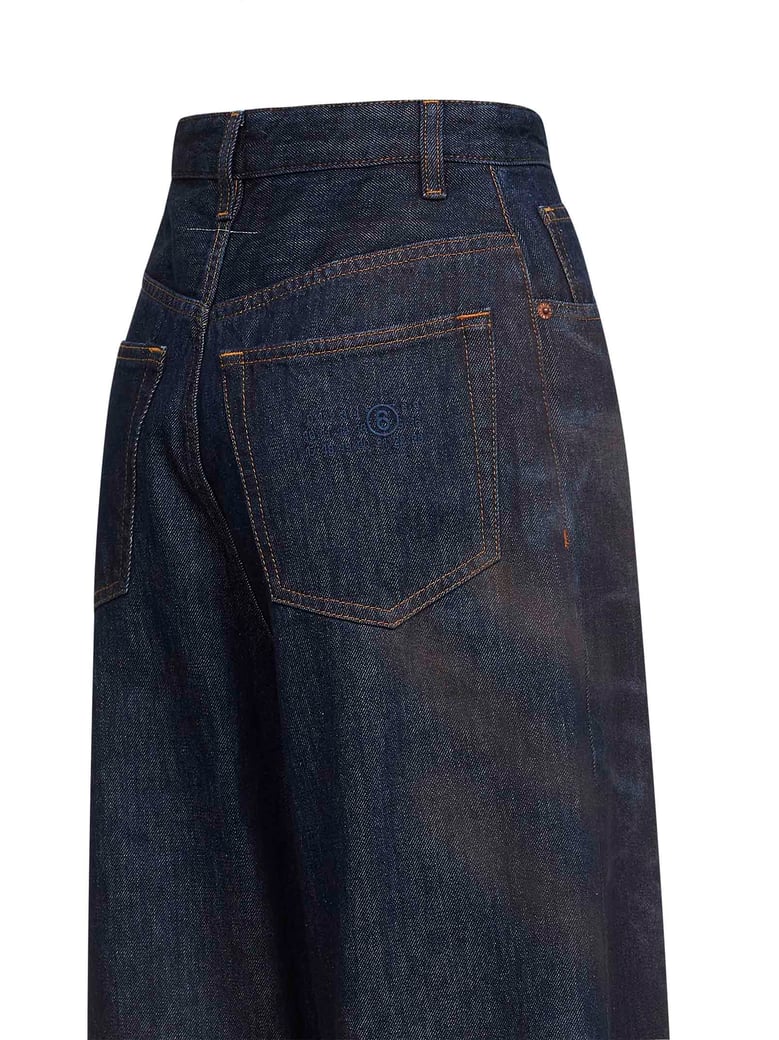 jeans wide-leg washed denim blue by Selfnex