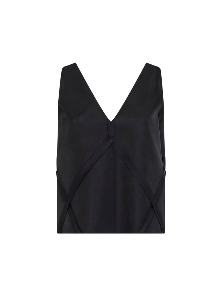 v-neck tank top black cotton by Selfnex
