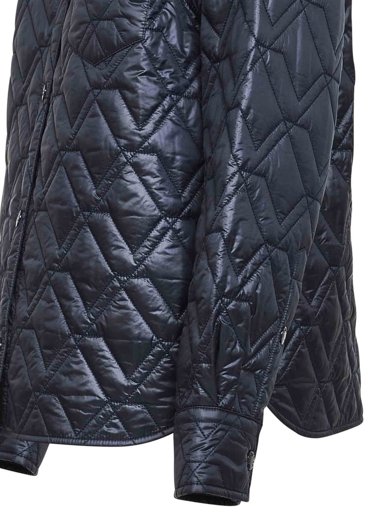 blue quilted padded shirt jacket by Selfnex
