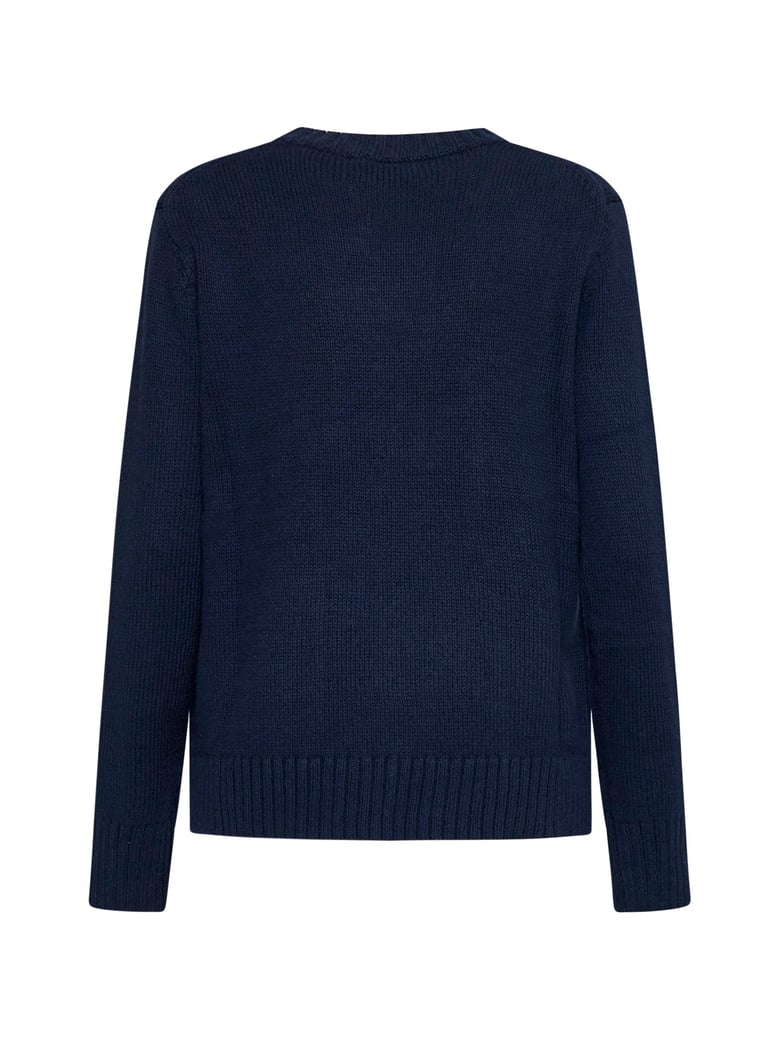 cotton-linen crew neck sweater - blue by Selfnex