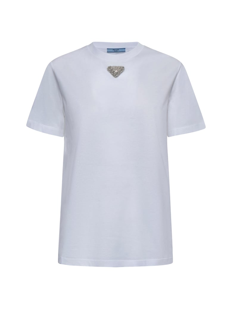 cotton t-shirt with rhinestone plaque by Selfnex