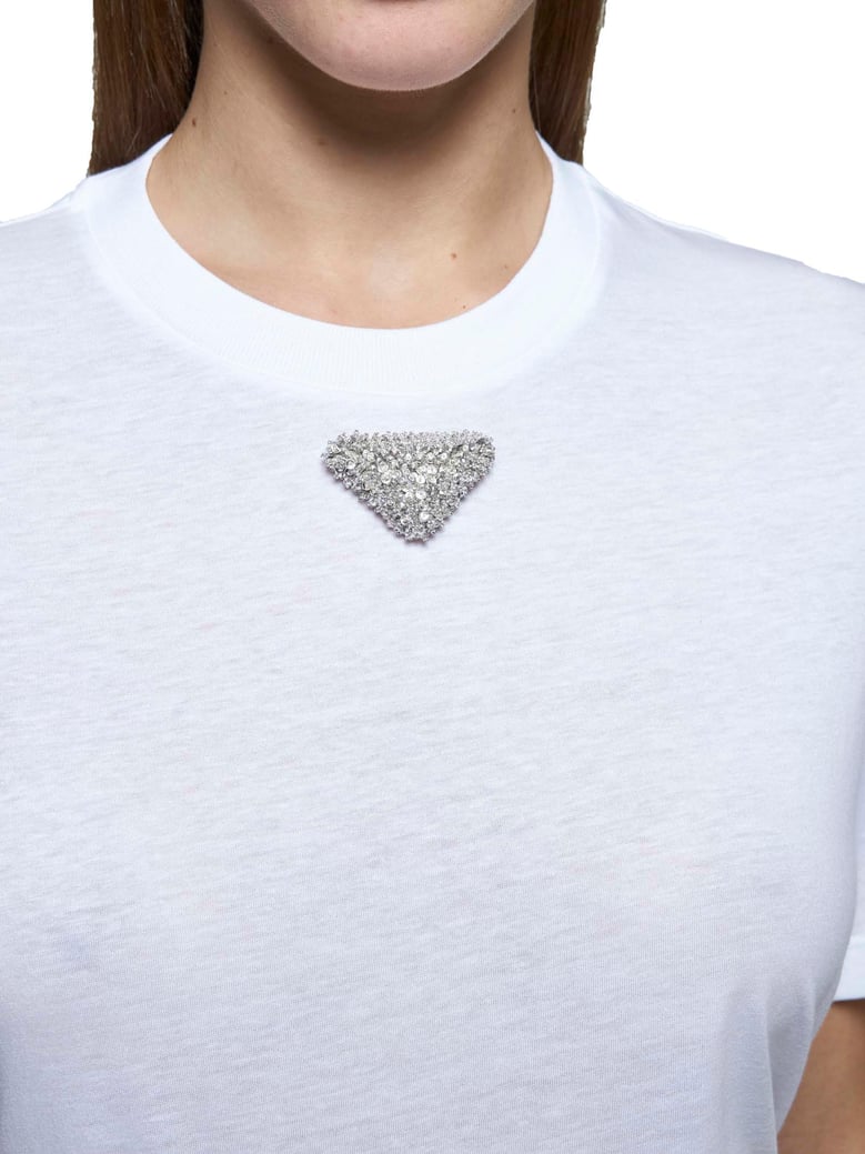 cotton t-shirt with rhinestone plaque by Selfnex