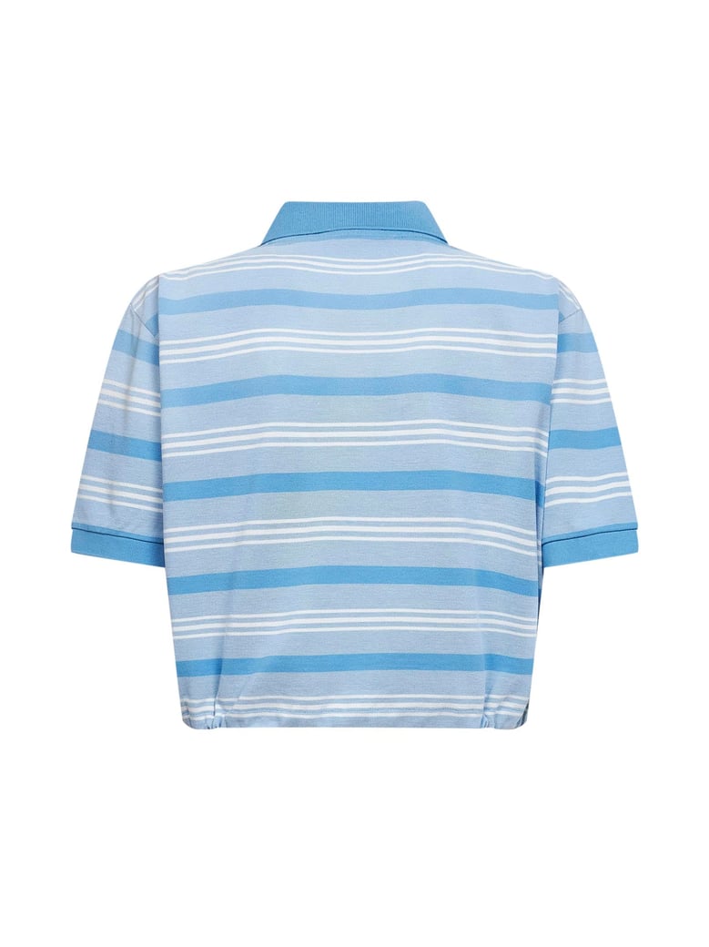 light blue striped cropped polo shirt by Selfnex