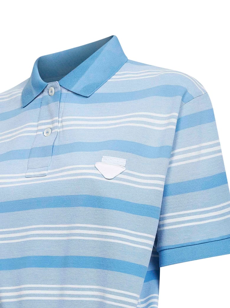 light blue striped cropped polo shirt by Selfnex