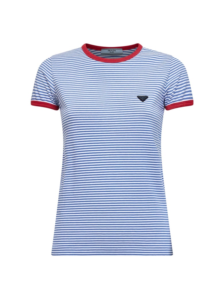 periwinkle blue and red striped t-shirt by Selfnex