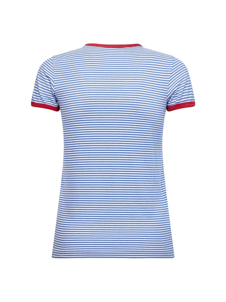 periwinkle blue and red striped t-shirt by Selfnex