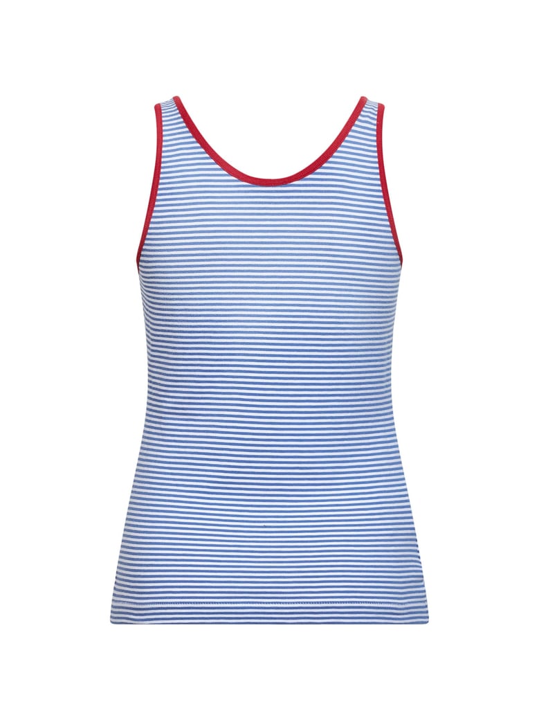 periwinkle blue and red striped sleeveless top by Selfnex