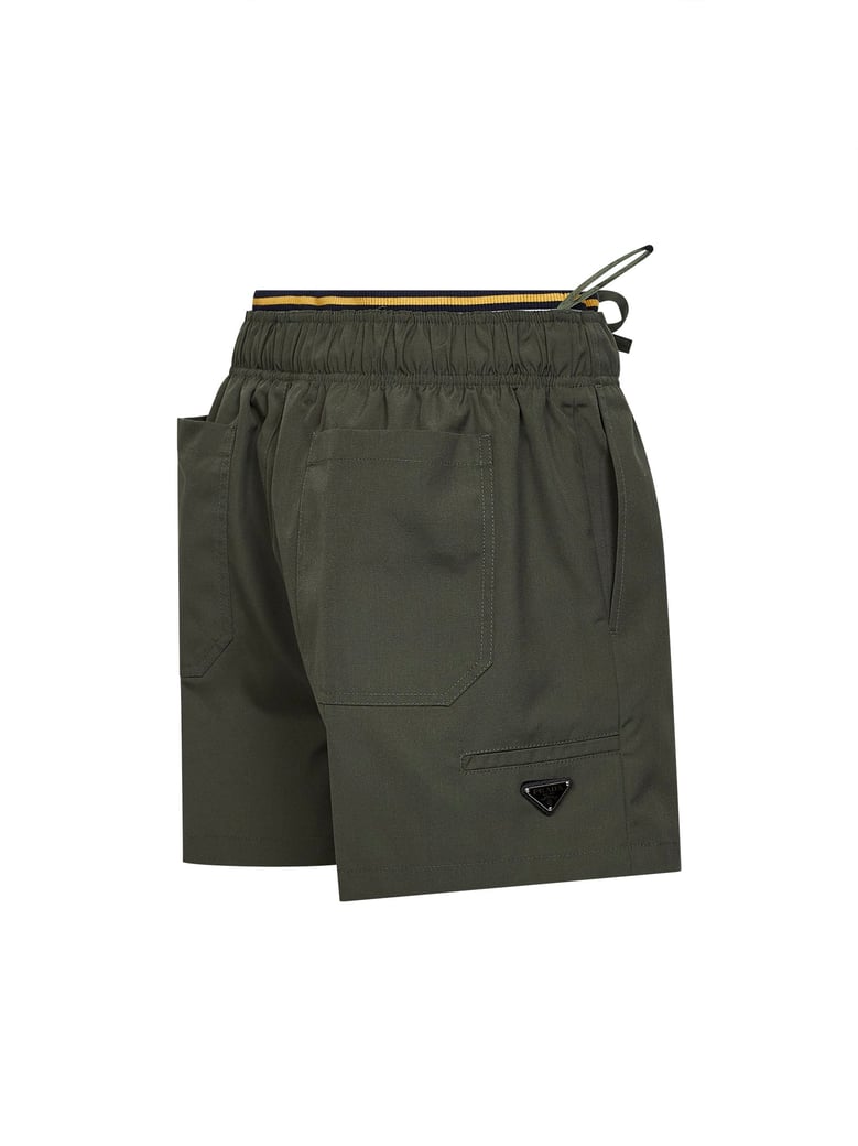 military green twill shorts by Selfnex