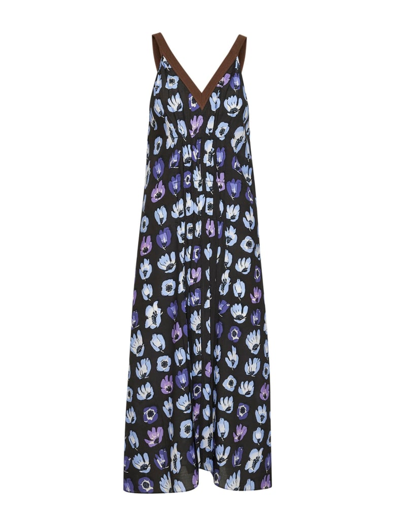 purple viscose printed midi dress by Selfnex