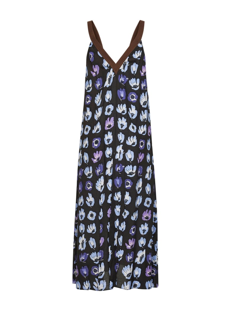 purple viscose printed midi dress by Selfnex