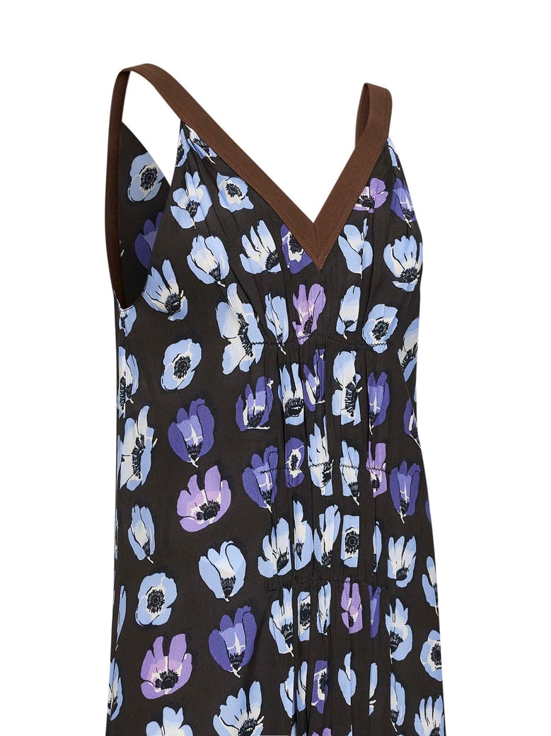 purple viscose printed midi dress by Selfnex