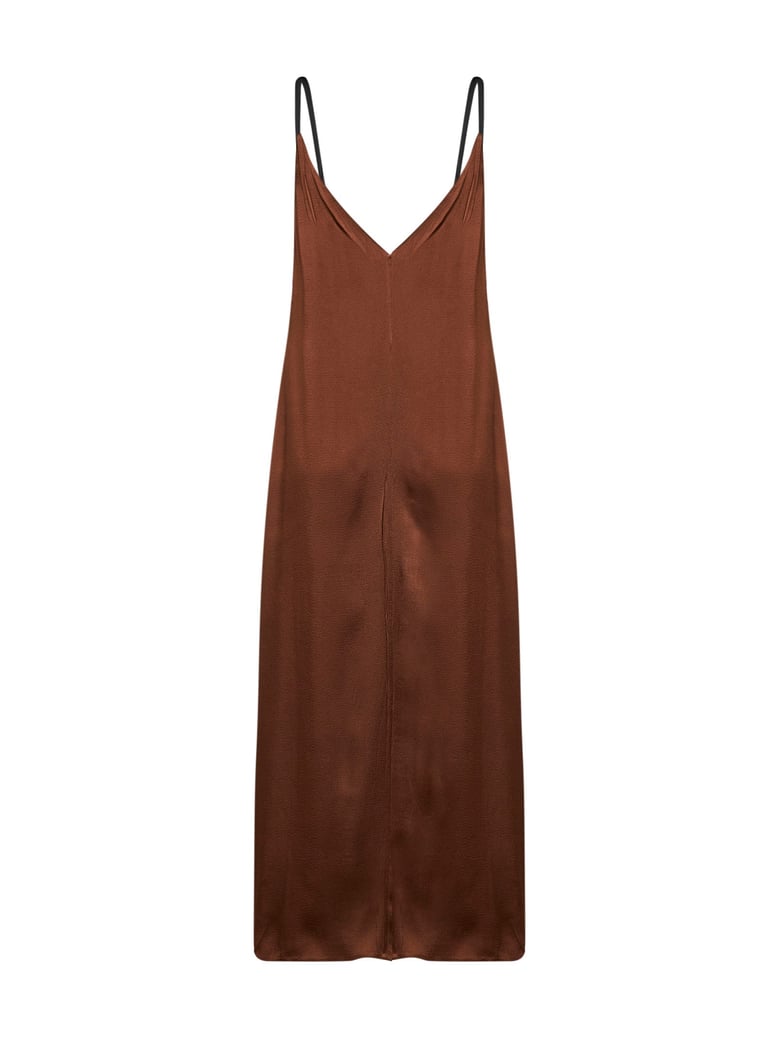 tobacco satin long dress by Selfnex