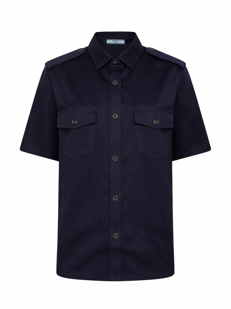 chino short-sleeved shirt blue by Selfnex