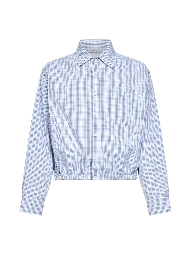 checked cotton shirt in white and light blue by Selfnex