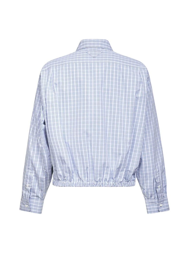 checked cotton shirt in white and light blue by Selfnex