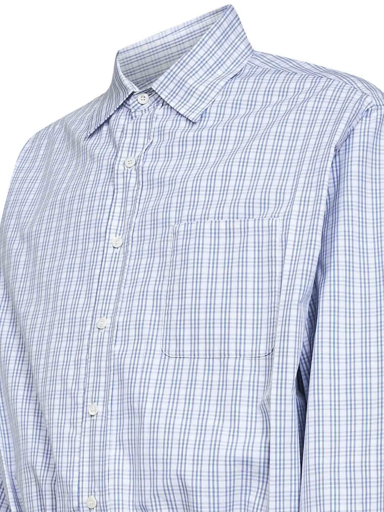 checked cotton shirt in white and light blue by Selfnex