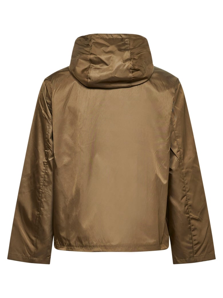 hooded jacket in olive re-nylon by Selfnex