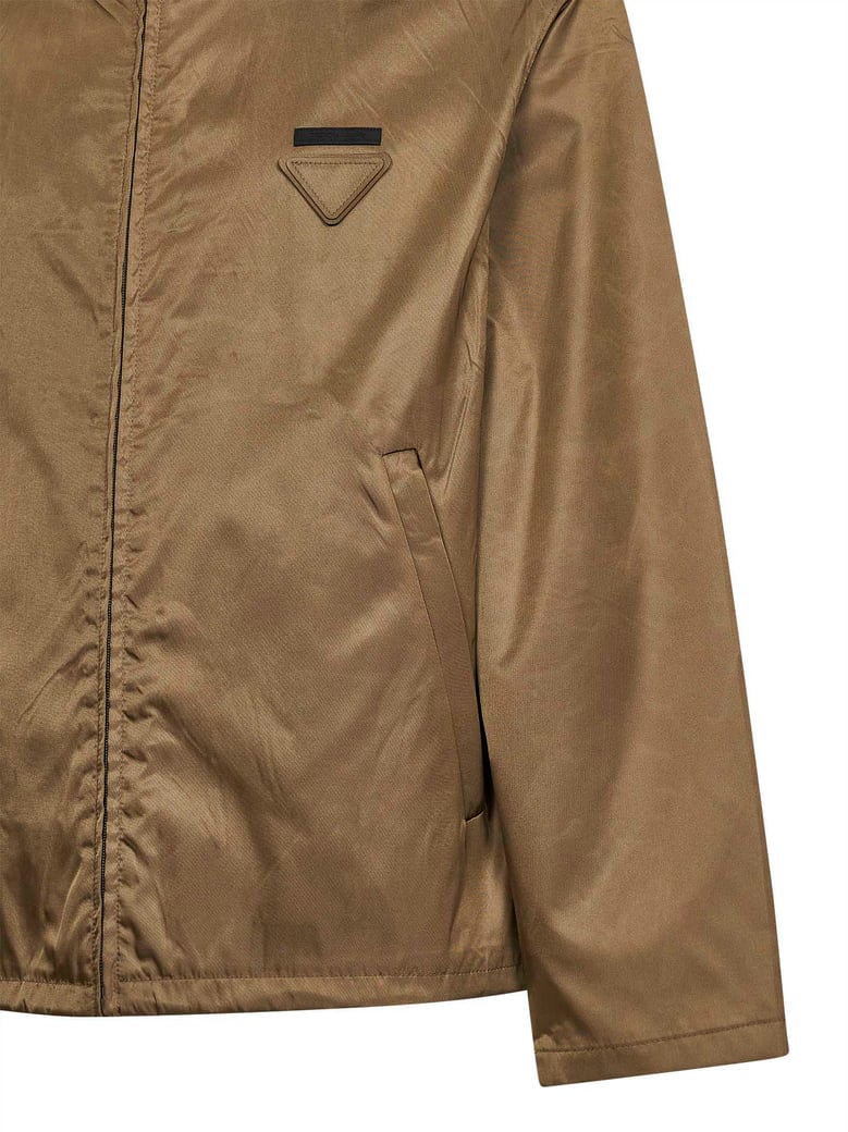 hooded jacket in olive re-nylon by Selfnex