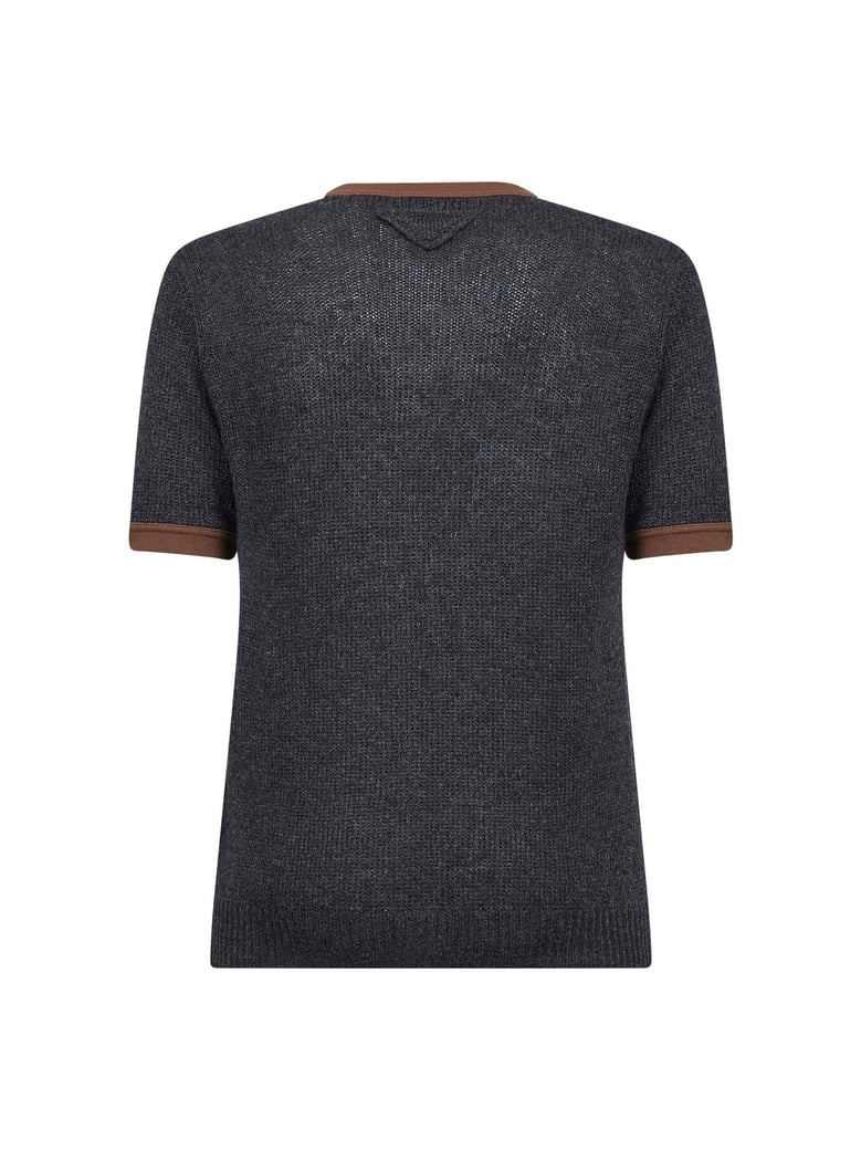 anthracite cashmere knit crewneck sweater by Selfnex