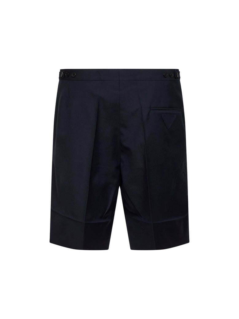 blue wool and mohair tailored bermuda shorts by Selfnex