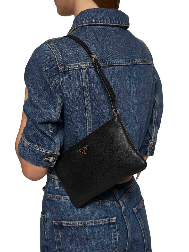 black leather shoulder bag by Selfnex