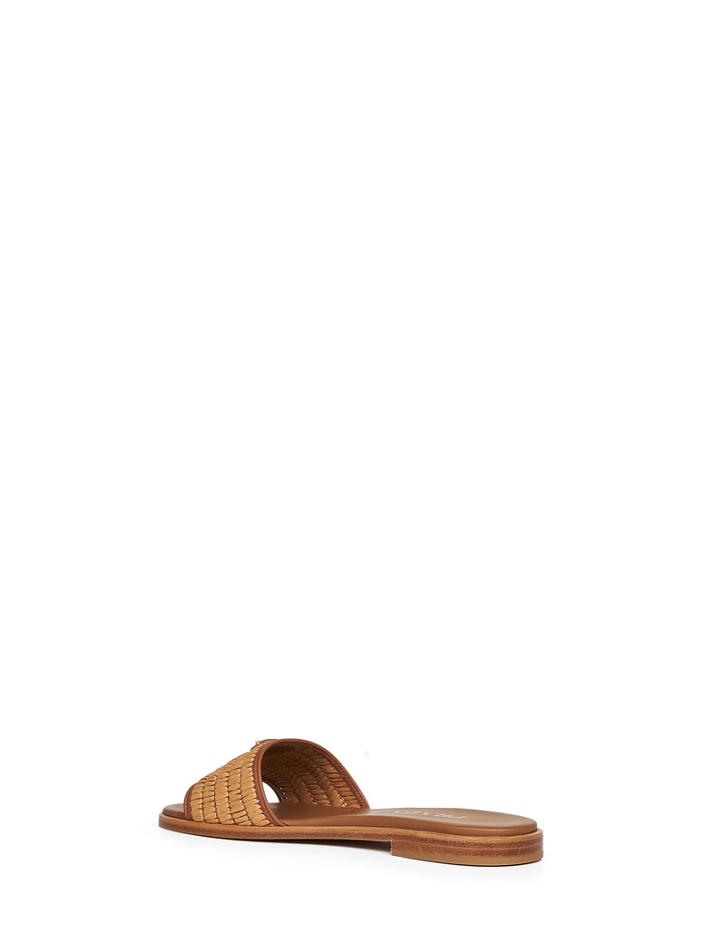 slide sandals camel leather by Selfnex
